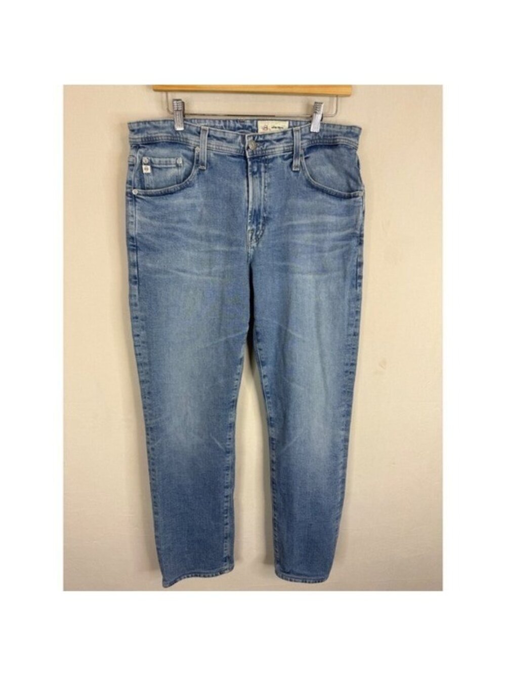 AG Adriano Aged Demin Goldschmied Everett Slim Straight Jeans Light Blue 33x30